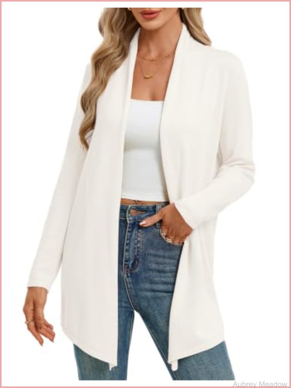 Lightweight Open Front Long Cardigan Draped Knit Sweater